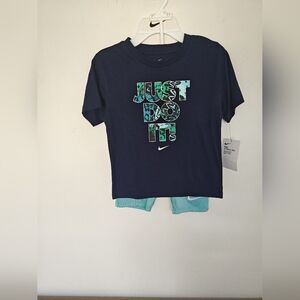 Nike Navy Short-Sleeve Tee with Aqua Graphic Set"Just Do It"